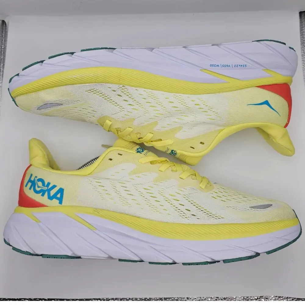Hoka One One Clifton 8 Yellow Pearl Sweet Corn Mens 11D UK 10.5 Running Shoes